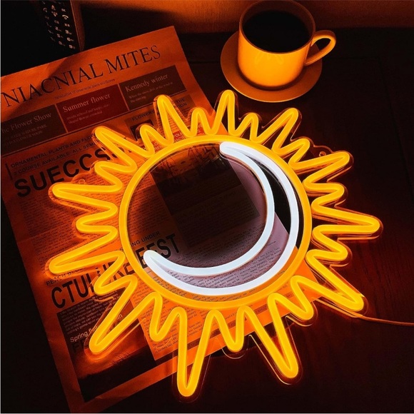 Neon Crescent Moon Sun Light LED Wall Dorm Party Patio Indoor Outdoor Decor - Picture 6 of 6